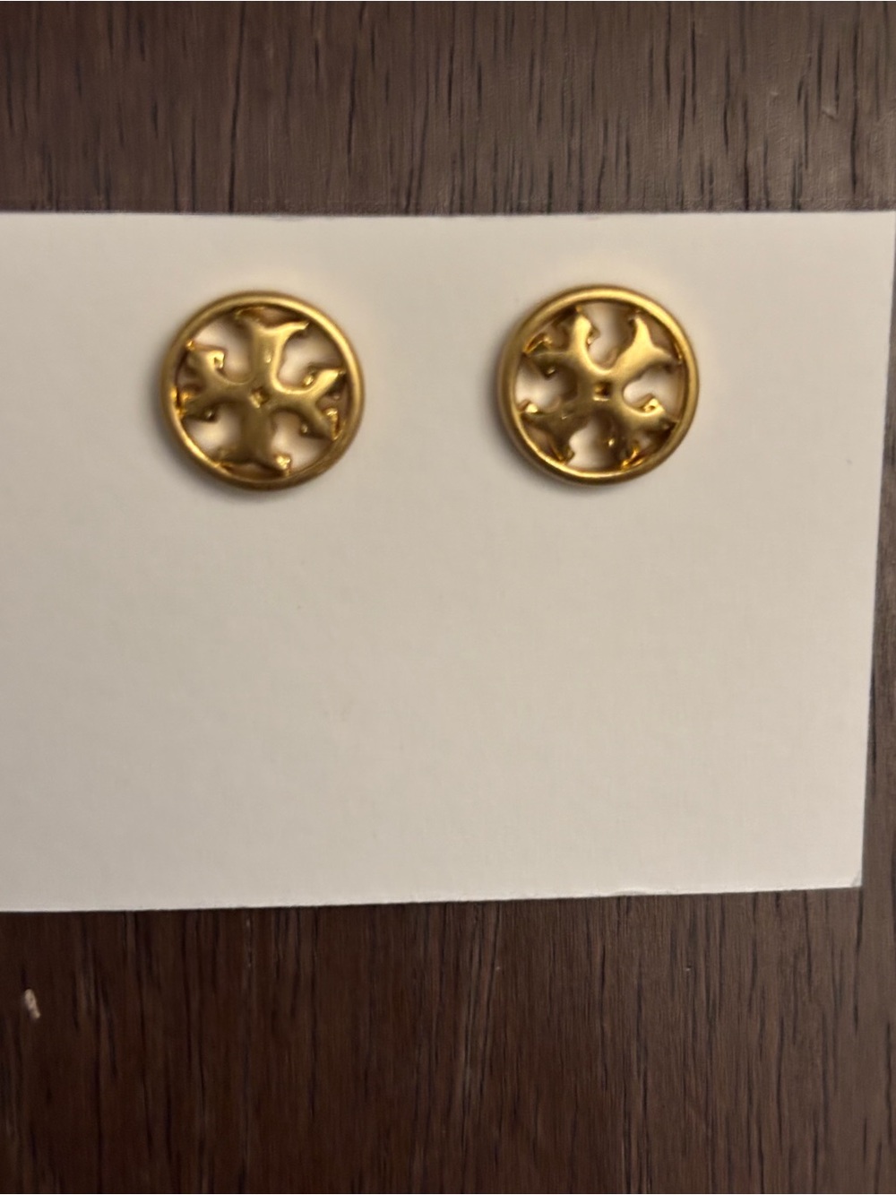 Brand new Tory Burch Gold Round Cutout Stud Earrings